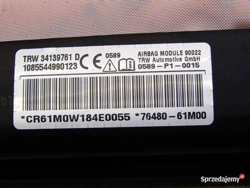 KURTYNA POWIETRZNA PRAWA AIRBAG PRAWY BOK SX4 osobowe