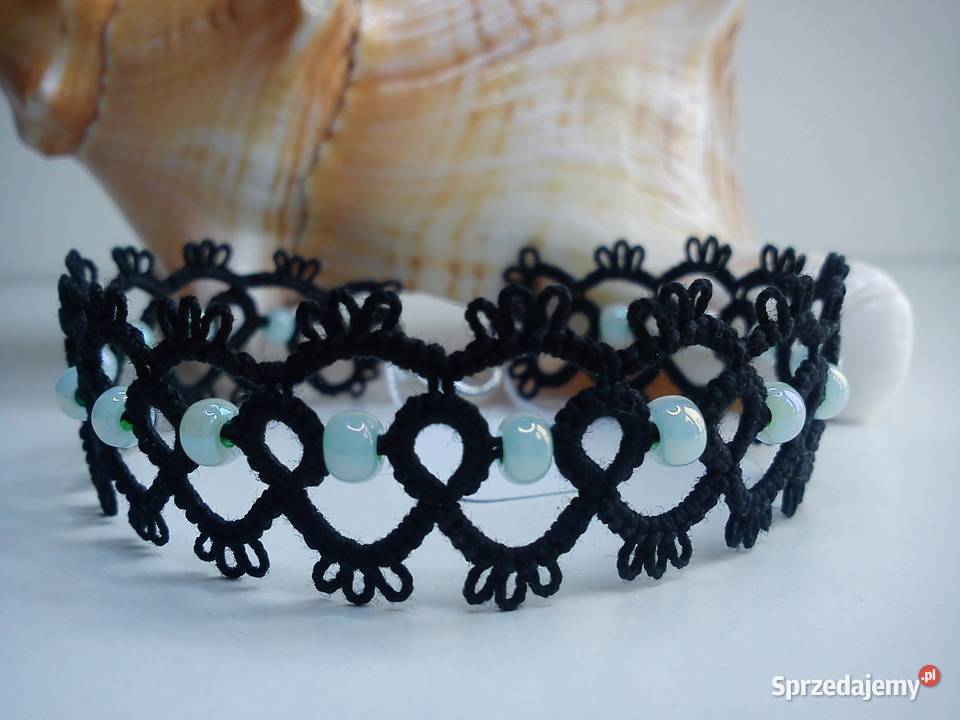 Bransoletka frywolitkowa Wiśniowa