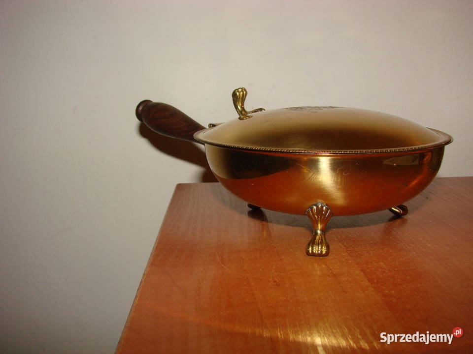 mosieżny herbowy rondelek z pokrywką Pozostałe Pruszcz Gdański sprzedam