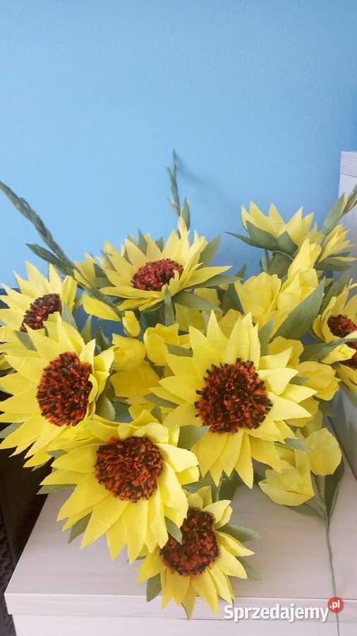 Kwiaty słoneczniki z bibuły krepiny małopolskie