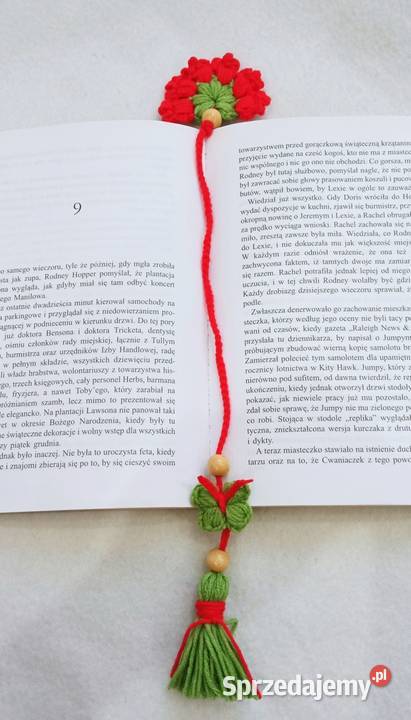 Zakładka do książki wykonana na szydełku Łask