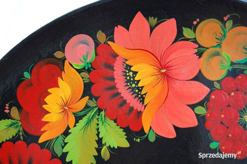 Drewniany malowany talerz do powieszenia Lublin