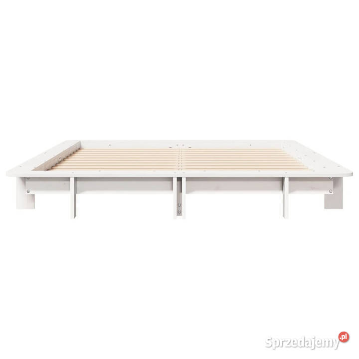 Rama łóżka bez materaca biała lite drewno 142cm mazowieckie Warszawa