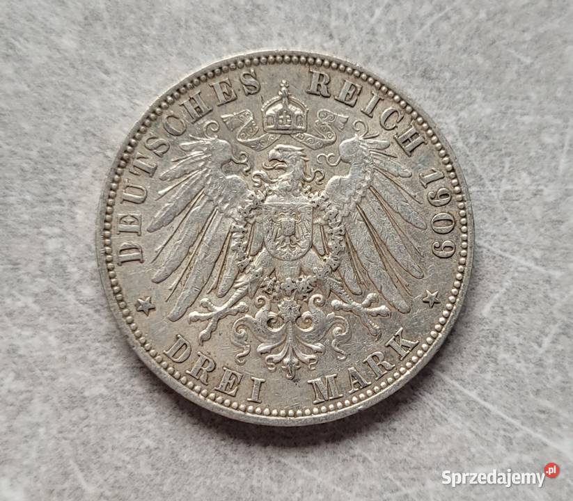 J20 NIEMCY CESARSTWO srebro 3 Marki 1909 r E Wola Kruszyńska sprzedam