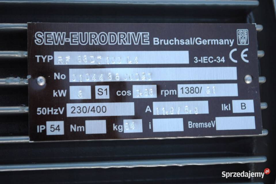 Motoreduktor kołnierzowy 3kw 21obr firmy SEW Pozostałe Kargowa