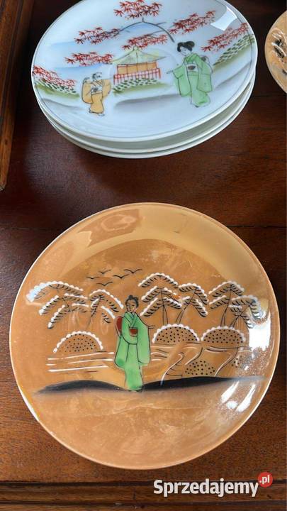 Talerzyk japoński z gejszą Opalizowana porcelana pomorskie Gdańsk