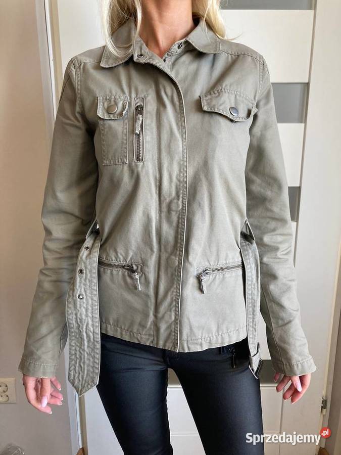 Jeansowa wiatrówka kurtka khaki Benetton unikat Wiosenna/Jesienna  Nisko