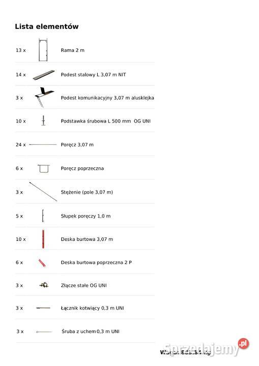 Rusztowanie 8842m2 używane szczytowe 1228x82m opolskie Stare Siołkowice