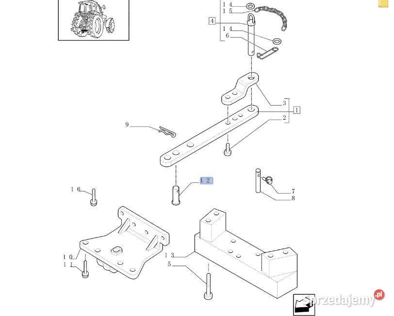 Sworzeń 87558070 tylnego zaczepu T6 T6000