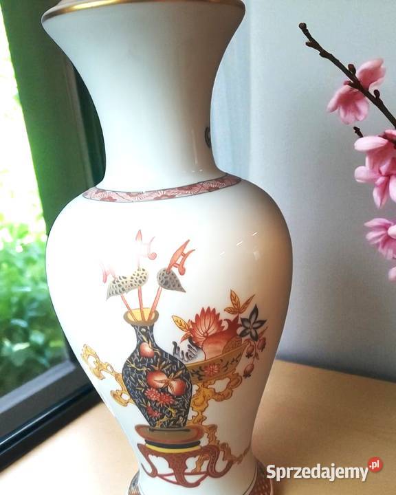 Porcelanowa lampa stołowa kwiaty Limoges Francja Pomiechówek