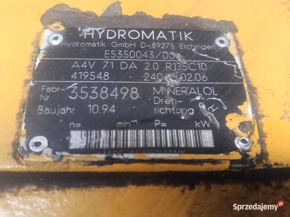 Pompa Hydromatik A4V71DA 20 na części śląskie Będzin sprzedam