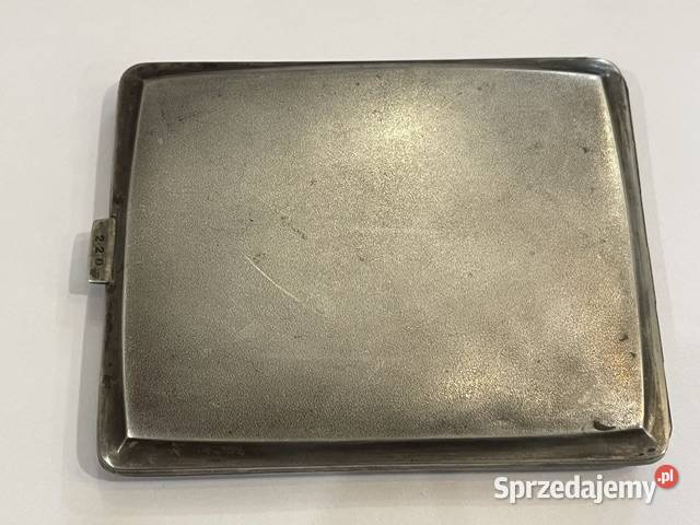 Zabytkowa srebrna papierośnica próba 800 herb małopolskie Kraków