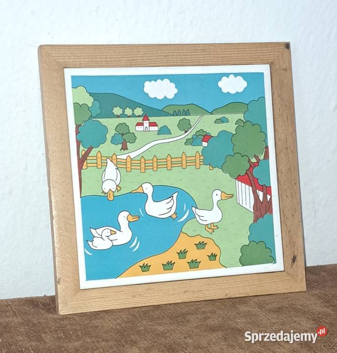 ceramiczna płytka oprawiona w drewnianą ramkę Warszawa