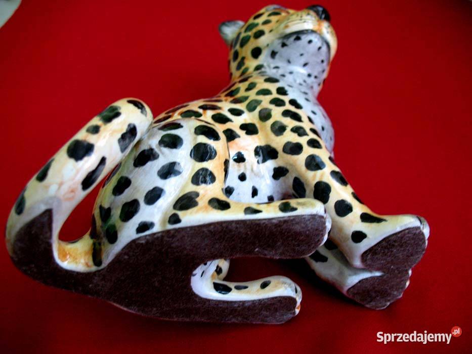 Leopard Piękna pantera stara figurka porcelana mazowieckie Siedlce