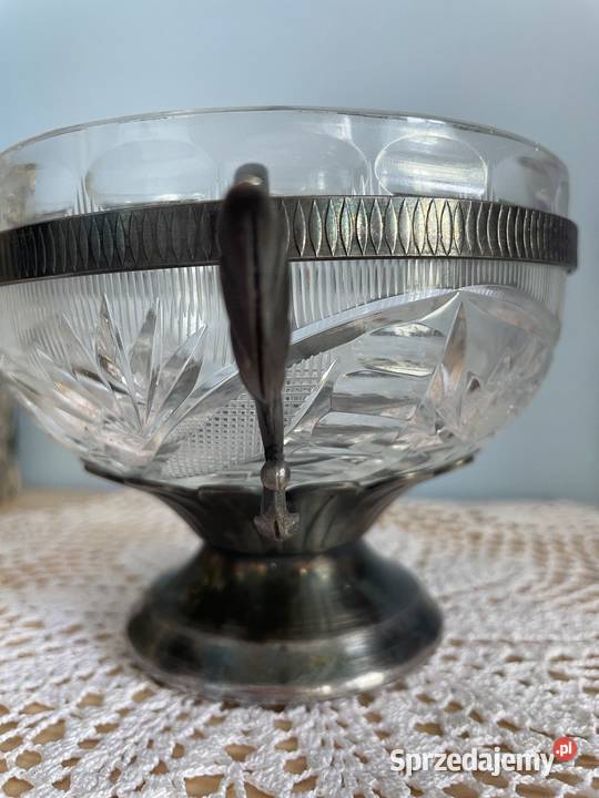 Krysztalantyczna cukiernica z okuciami z alpaki Pozostałe Jelenia Góra