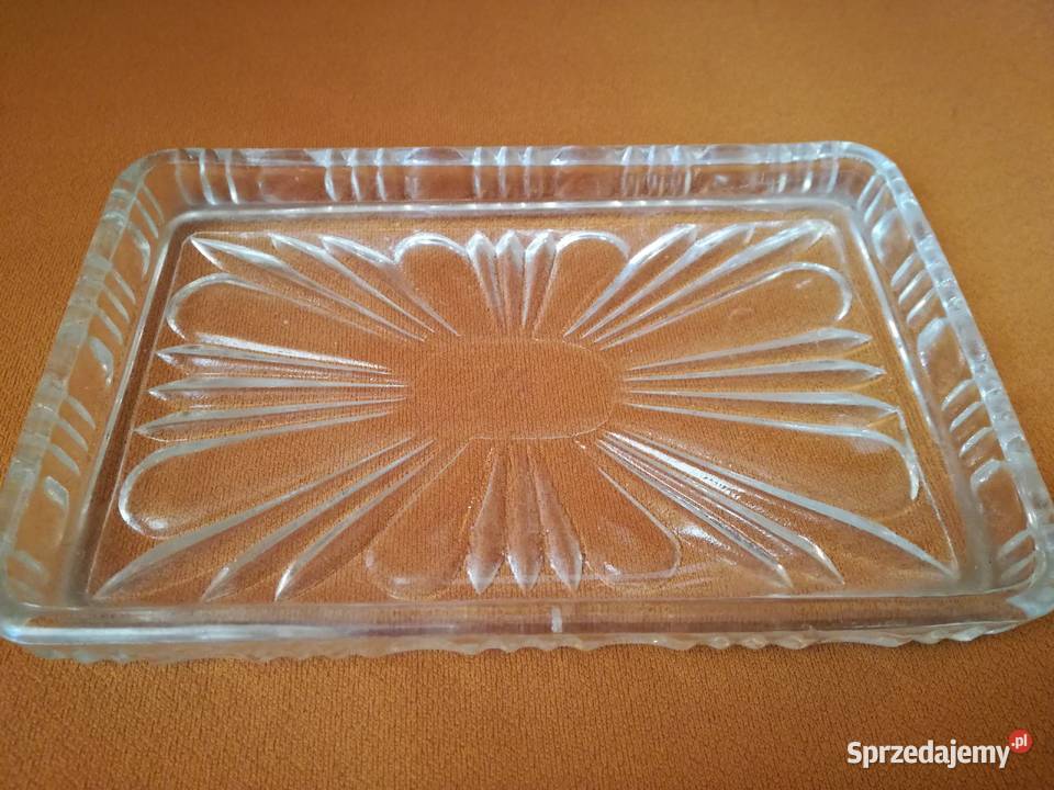 Szklanaprostokątna tacapateraZąbkowice PRL Łódź