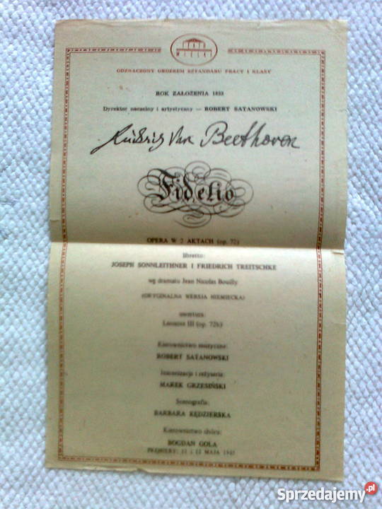 FIDELIO Bethovena Opera Narodowa1985 w Warszawie Pozostałe Warszawa sprzedam
