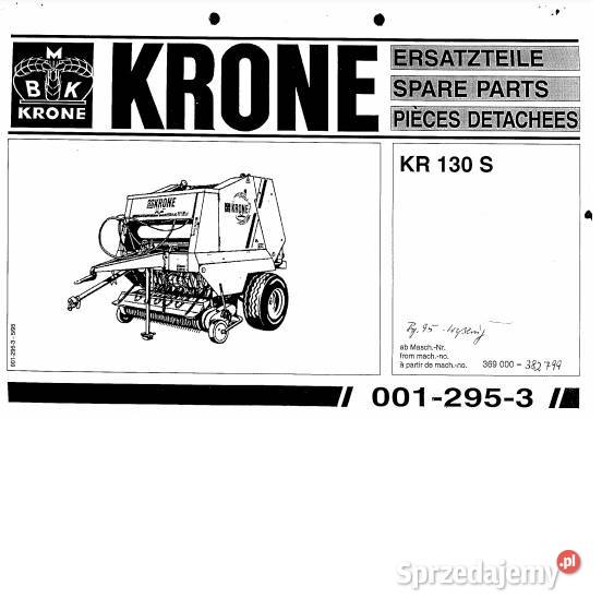 Krone KR 130s 160s katalog części prasa świętokrzyskie Kielce