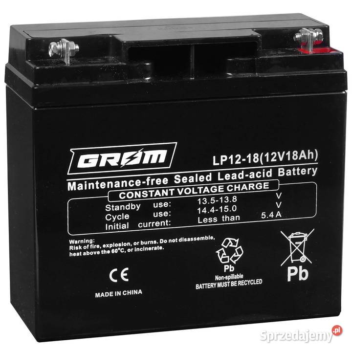 Akumulator żelowy GROM 12V 18Ah LP1218