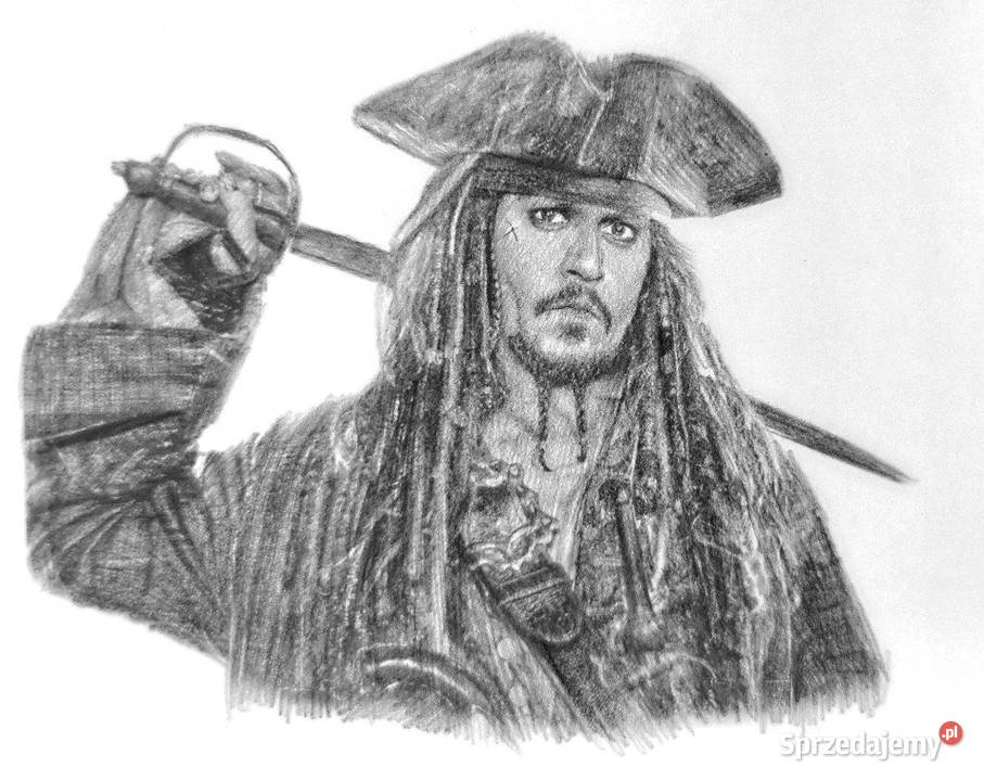 Rysunek portret Piraci z Karaibów Kapitan Jack Gdańsk