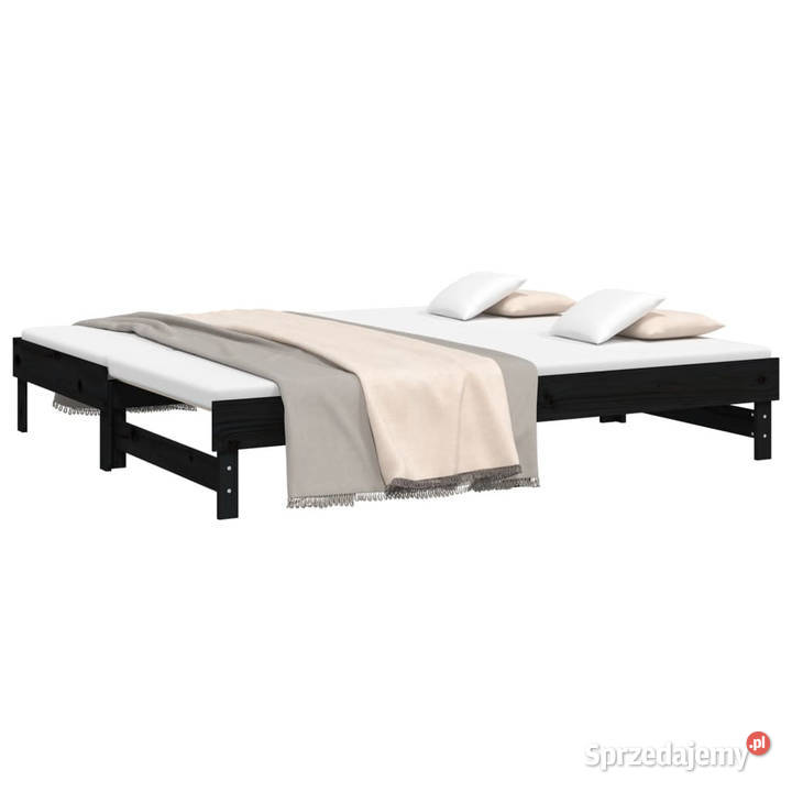 Łóżko rozsuwane czarne 2x80x200 lite drewno Meble