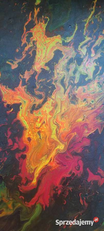 Obraz Płonące Serce ręcznie malowany pouring Dom i Ogród Ciechanów