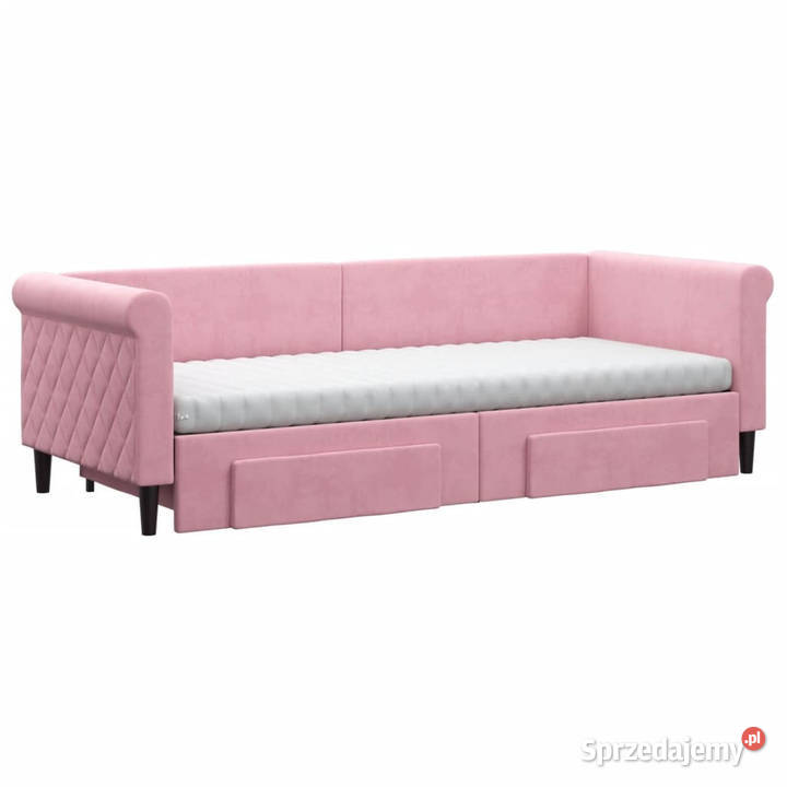 Sofa rozsuwana z szufladami różowa aksamit Warszawa