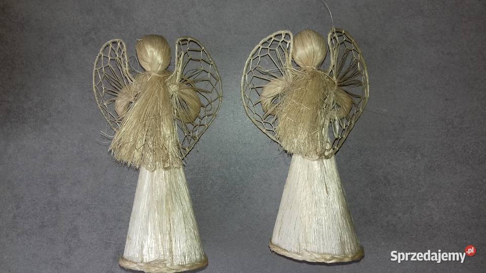 Figurki anioł aniołki z słomy 2 sztuki