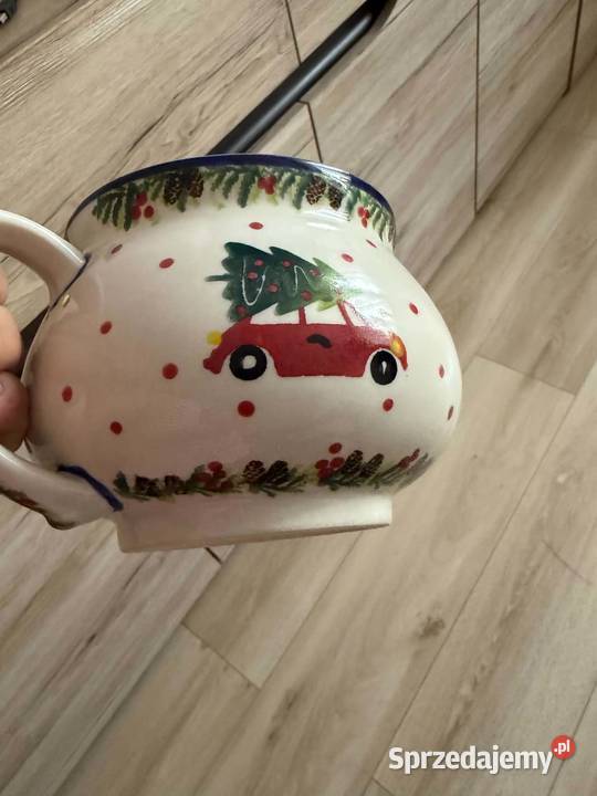 Zimowy duży kubek do grzańca Bolesławiec prl Przedbórz