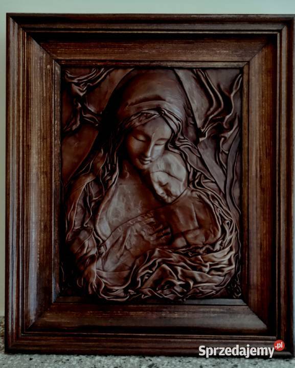 Obraz Madonny z Dzieciątkiem ze skóry naturalnej małopolskie Kraków