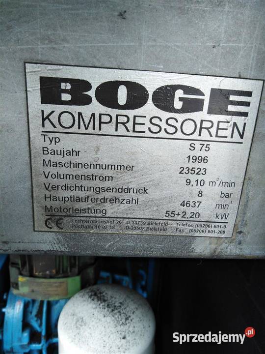 Sprężarka BOGE S75 5522KW S011175 sprzedam
