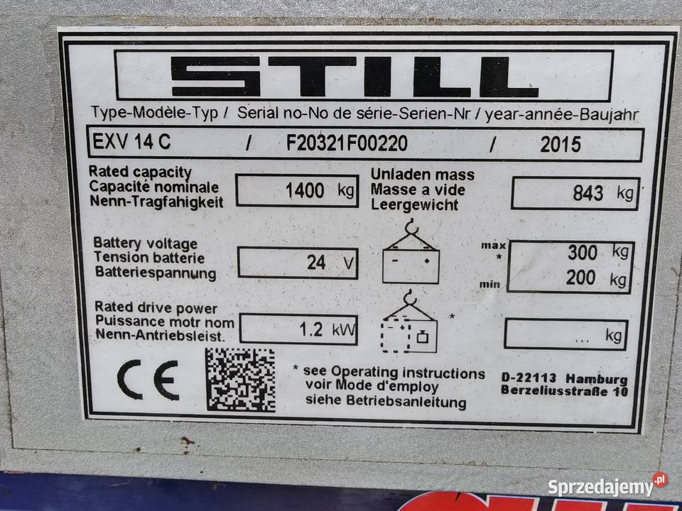 Wózek masztowy elektryczny STILL EXV 14C 2015 podkarpackie Łańcut