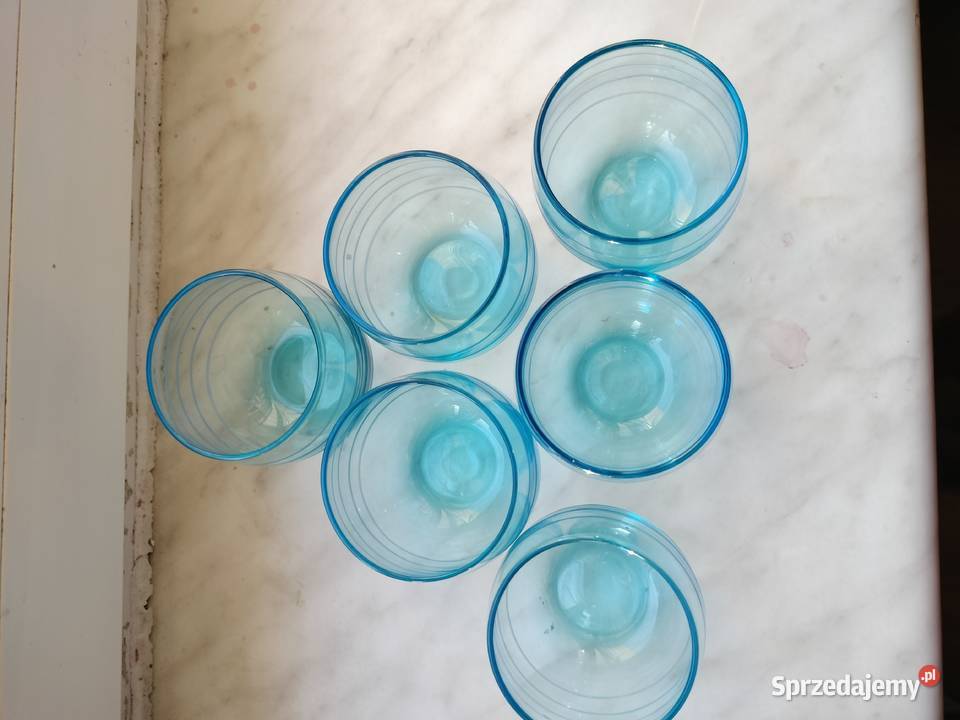 Mini szklaneczki turkusowe niebieski z prl Choszczno