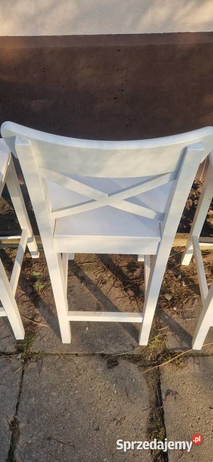 Trzy krzesła białe hoker barowe Ikea Wielgomłyny sprzedam