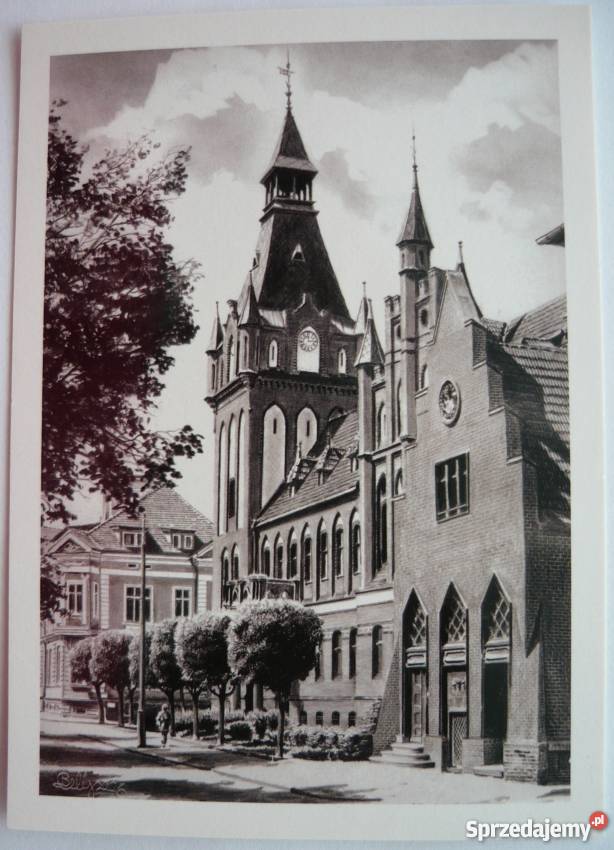 POCZTÓWKA BŁĘKITNA KRAINA LĘBORK RATUSZ
