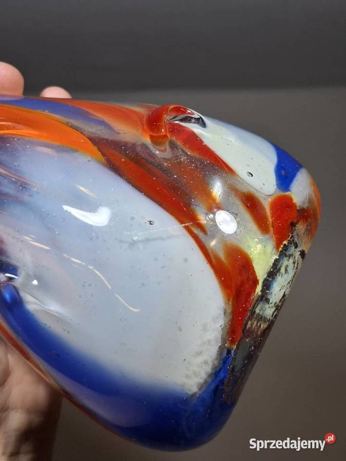 Szklany wazon flakon szkło barwione retro Kraków