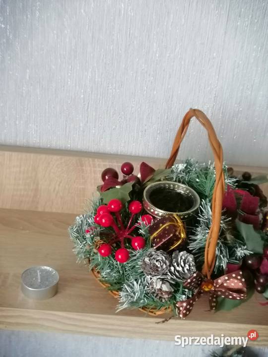 Stroik świąteczny z naturalnej szyszki z świecą Katowice sprzedam