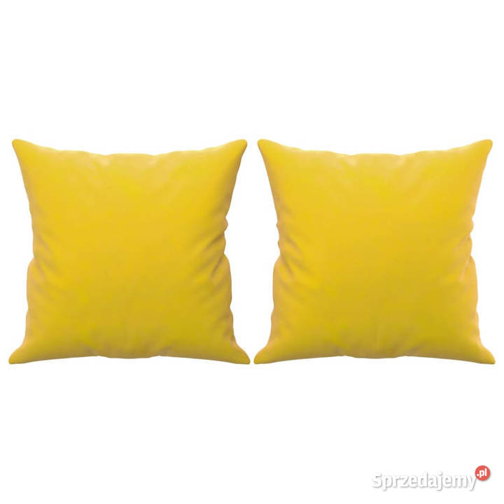 2osobowa sofa z poduszkami żółta 120 aksamit