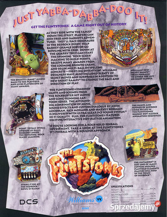 The Flintstones Williams 1994 flipper pinball Bytom