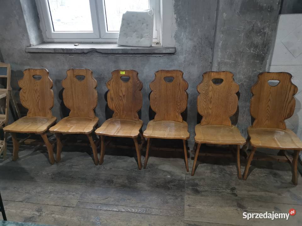 Ciężkie drewniane krzesła 6szt