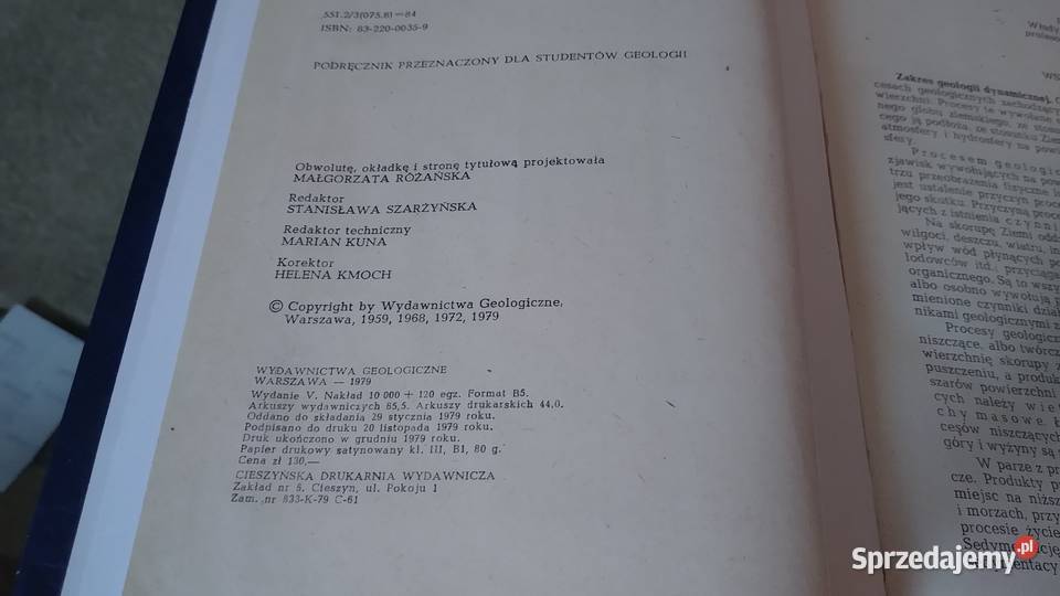 Geologia dynamiczna Marian Książkiewicz wyd 5 Gdańsk