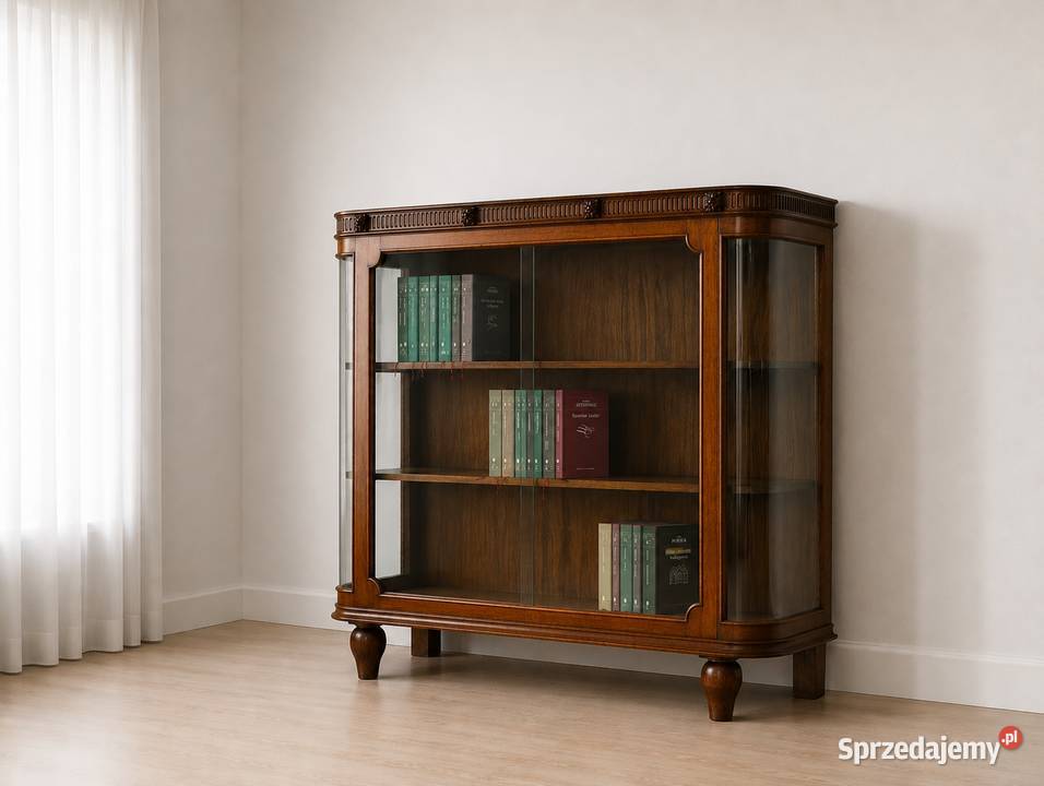 Witryna Biblioteczka Komoda Antyk orzech rzeźby Poznań