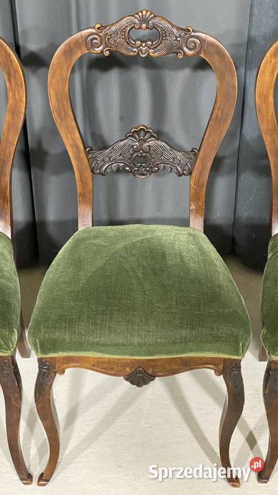 Komplet 6 rzeźbionych krzeseł w stylu Gryfice