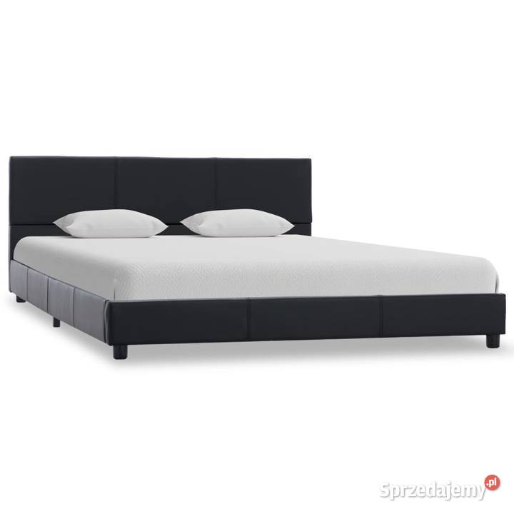 vidaXL Rama łóżka z podnośnikiem, czarna, sztuczna  285512