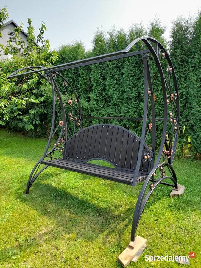 Huśtawka ogrodowa metalowa kuta czarny Mień