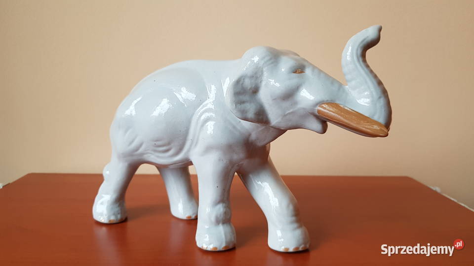 Duża sygnowana figurka Słonia Słoń Steatyt śląskie