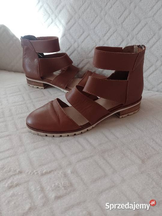 39 ASOS Skórzane brązowe Botki sztyblety z Kraków