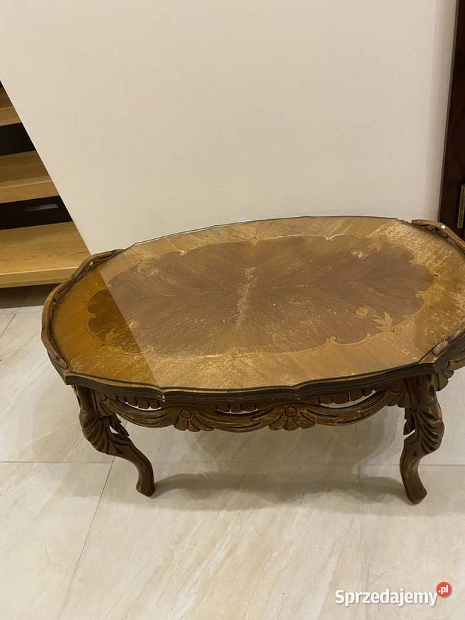 Stolik antyczny drewno szkło ława stolik kawowy Stoły, krzesła, biurka Bielany Wrocławskie