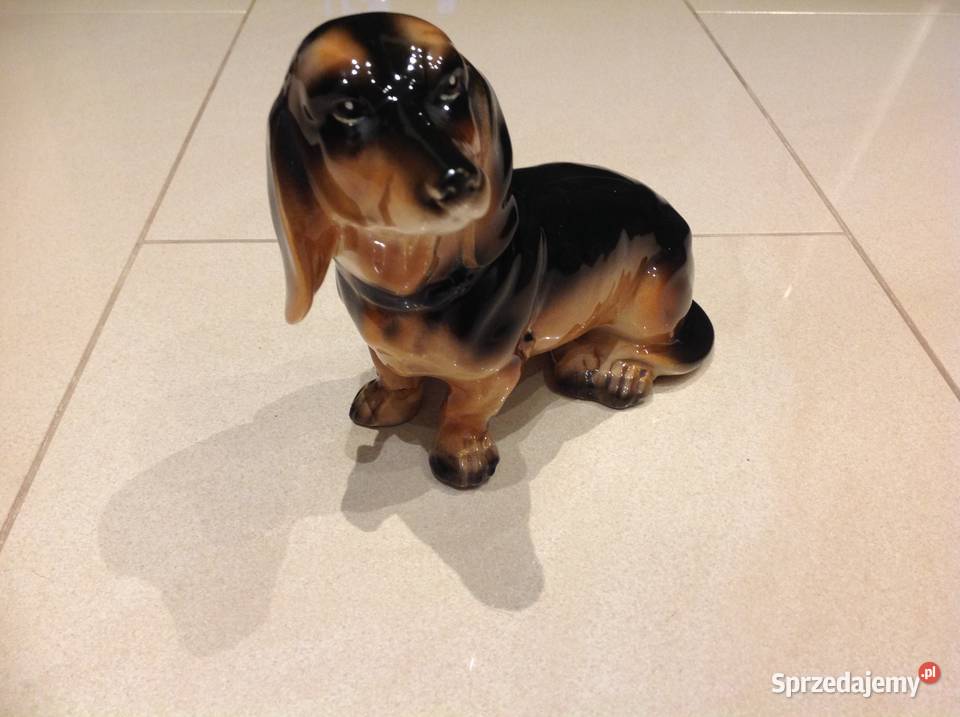 Stara Porcelanowa Figurka Jamnik Pies Sygnowana Nowa Sól sprzedam