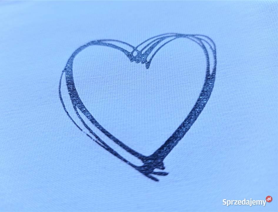 Śnieżnobiały tshirt z mieniącym serduszkiem 5 10 śląskie Katowice